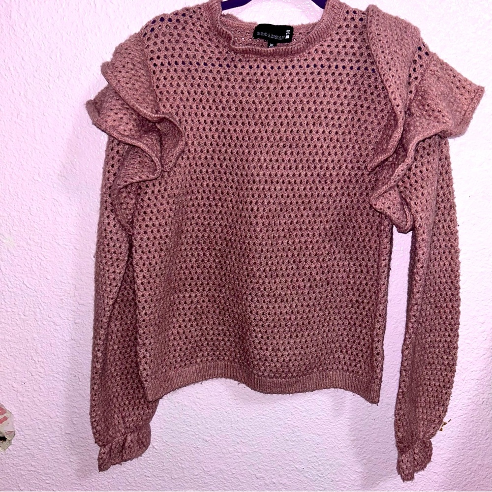 Broadway 38 Women’s XL Mauve Ruffle sweater - Picture 1 of 2